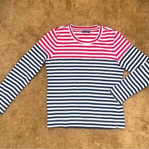 SOLD Navy and red striped long sleeve shirt #stripes #tommyhilfiger